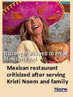 The woman responsible for the second largest-ever deportation of Hispanics, (Obama deported more) from the US celebrated her 54th birthday at a Mexican restaurant. The staff sang ''Happy Birthday'' in Spanish with Kristi Noem wearing a sombrero for a photo. The reaction is what you'd expect from those with a serious case of butt-hurt caused by TDS. Now the Mexican eatery in South Dakota, is in trouble for daring to allow the Department of Homeland Security secretary and her family to dine there.